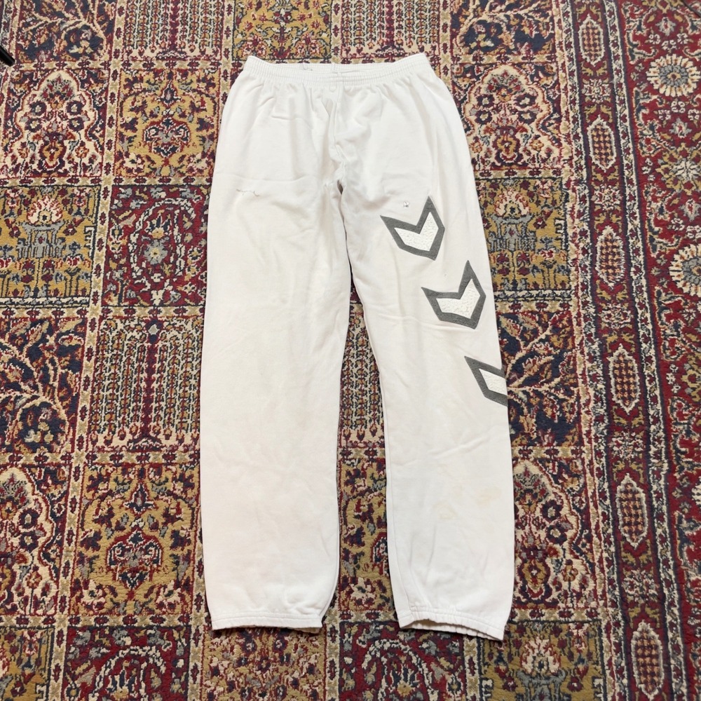 VTG 70s 80s Hummel White Sweatpants Athletic Track Pants Medium Retro Sportswear